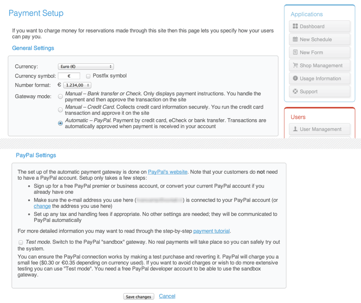 Configuration des paiements en ligne