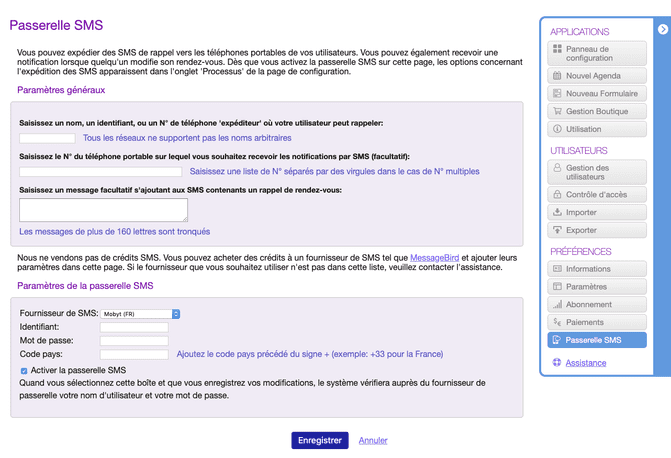 fournisseurs de SMS